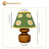 Decorative Wooden Base Table Lamp with Lampshade – Modern Bedside Light for Home & Office(Bulb Included)