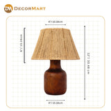 Decorative Wooden Base Table Lamp with Lampshade – Modern Bedside Light for Home & Office(Bulb Included)