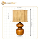 Decorative Wooden Base Table Lamp with Lampshade – Modern Bedside Light for Home & Office(Bulb Included)