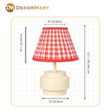 Modern Metal Table Lamp with Red Check Printed Fabric Shade