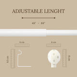 Grey Polka Ceramic Finial Extendable Curtain Rod White 19MM (Hardware Included)