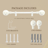 Grey Polka Ceramic Finial Extendable Curtain Rod White 19MM (Hardware Included)
