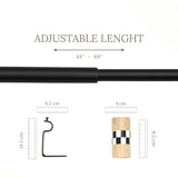 Chess Wood Finial Extendable Curtain Rod Black 19MM (Hardware Included)