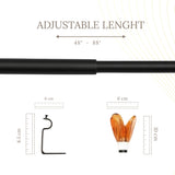 Brown Tulip Finial Extendable Curtain Rod Black 19MM (Hardware Included)