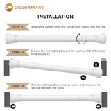 Extendable Metal Curtain Tension Rod – No Drill Spring Loaded Anti-Skid Rod