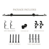 Regal Metal Finial Extendable Double Curtain Rod Black 19MM (Hardware Included)