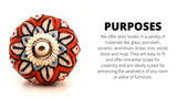 Orange Ceramic Decorative Knobs - Set Of 4
