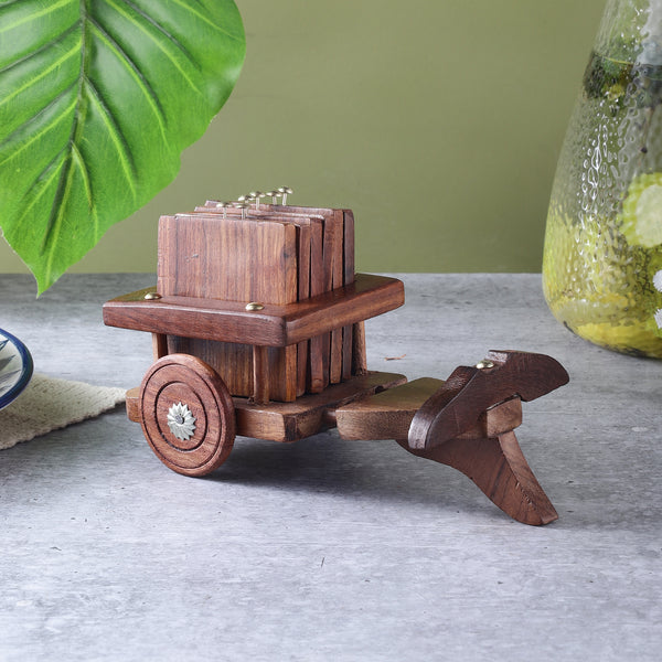 Wooden Plough Coaster- Set of 5