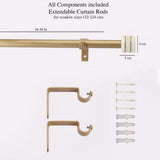 Marble Gold Inlay Finial Extendable Double Curtain Rod Gold 19MM (Hardware Included) - The Decor Mart