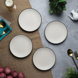 Ceramic Minimal Black Rim Dinner Plate- Set Of 4 - The Decor Mart