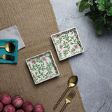 Ceramic Floral Sqaure Serving Platter- Set of 2 - The Decor Mart