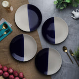 Ceramic Half Moon Blue Dinner Plate- Set of 4 - The Decor Mart