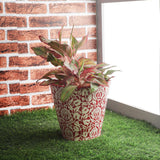 Ceramic Floral Planter- Red - The Decor Mart