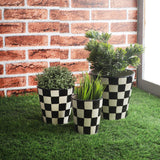 Ceramic Check Planter- Black (Set of 3) - The Decor Mart