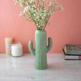 Rustic Green Cactus Ceramic Vase