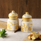 Yellow blossom storage jar- Set of 2 - The Decor Mart