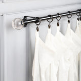Glass Ball Finial Extendable Curtain Rod Black 19MM (Hardware Included) - The Decor Mart 