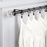 Glass Ball Finial Extendable Curtain Rod Black 19MM (Hardware Included) - The Decor Mart