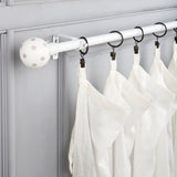 Grey Polka Ceramic Finial Extendable Curtain Rod White 19MM (Hardware Included) - The Decor Mart