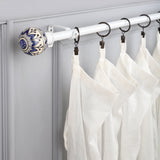 Handpainted Botanic Ceramic Finial Extendable Curtain Rod White 19MM (Hardware Included) - The Decor Mart