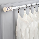 Handpainted Cylinder Ceramic Finial Extendable Curtain Rod White 19MM (Hardware Included) - The Decor Mart