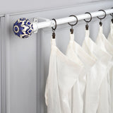 Handpainted Bloom Ceramic Finial Extendable Curtain Rod White 19MM (Hardware Included) - The Decor Mart