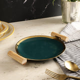 Round Ceramic Platter- Royal Teal - The Decor Mart