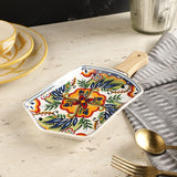 Bloom Platter With Handle- Blue - The Decor Mart