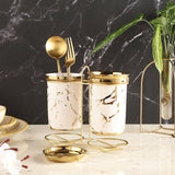 Gold Marble Multi Utility Holder- White - The Decor Mart