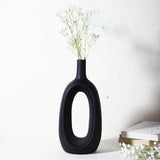 Ceramic Hollow Vase- Black (Large) - The Decor Mart