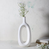 Ceramic Hollow Vase- White (Large) - The Decor Mart