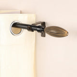 Wood Bud Finial Extendable Curtain Rod Black 19MM (Hardware Included) - The Decor Mart