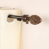 Carved Mughal Wood Finial Extendable Curtain Rod Black 25MM (Hardware Included) - The Decor Mart