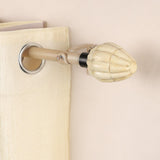 Tusky Bone Finial Extendable Curtain Rod Beige 25MM- Pack Of 2 (Hardware Included) - The Decor Mart