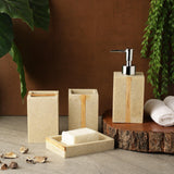 Wooden Slit Polyresin Bath Accessory Set - The Decor Mart
