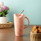 Ceramic Love Straw Mug- Pink - The Decor Mart