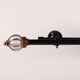GLASS METAL ROYAL FINIAL EXTENDABLE DOUBLE CURTAIN ROD BLACK 19MM (HARDWARE INCLUDED) - The Decor Mart