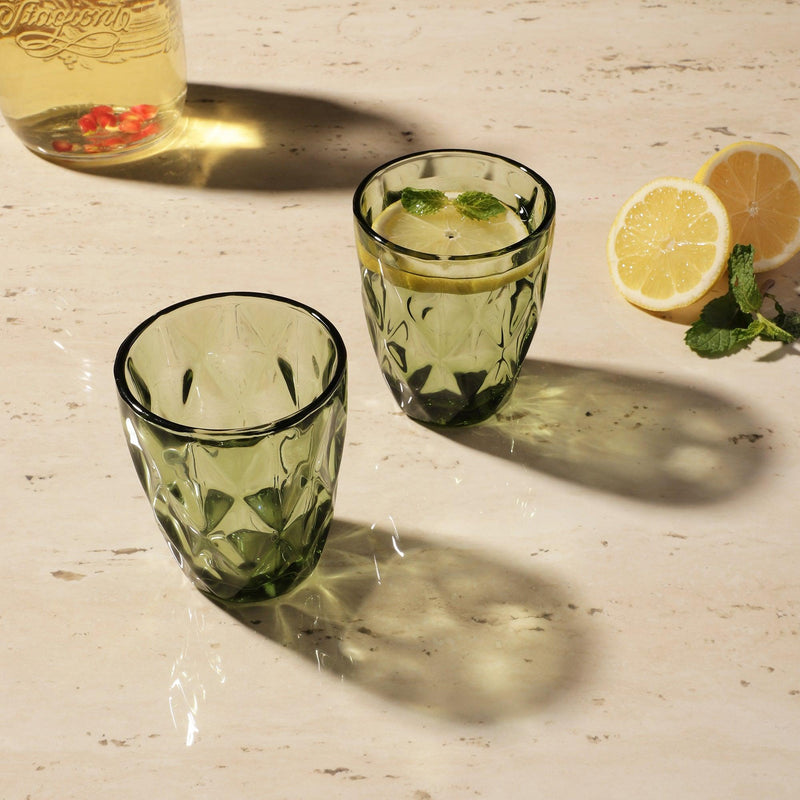 Glass Tinted Drinking Glass- Sage (Set Of 2) - The Decor Mart 