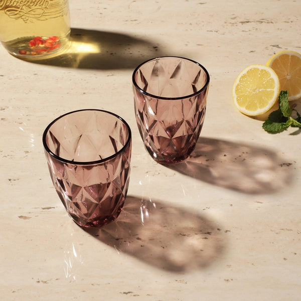 Glass Tinted Drinking Glass- Plum (Set Of 2) - The Decor Mart 