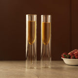 Double Wall Flute Glass- Set Of 2 - The Decor Mart