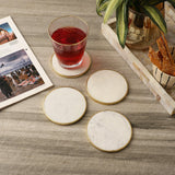 Gold Rim Marble Coaster- White (Set of 4) - The Decor Mart