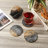 Gold Foil Coaster- Charcoal (Set of 4) - The Decor Mart