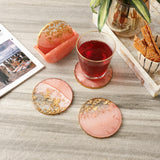Gold Foil Coaster- Pink (Set of 4) - The Decor Mart