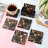 Wooden Texture Coaster(Black)- Set of 6 - The Decor Mart