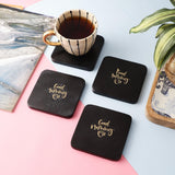 Gold Inlay Marble Coaster- Black (Set of 4) - The Decor Mart
