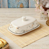 Marble Ceramic Butter Dish -White - The Decor Mart