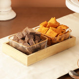 Wooden and Glass Fancy Serving Set - The Decor Mart