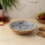 Wooden Large Salad Bowl -Royal Blue Paisley - The Decor Mart