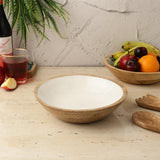 Wooden Large Salad Bowl-White - The Decor Mart