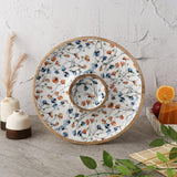 Wooden Circular Dip Bowl Platter - Spring Meadow - The Decor Mart